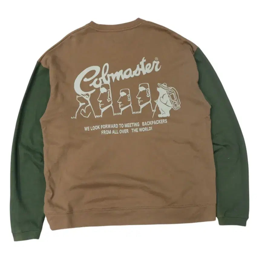[BUNJANG] Cobmaster Moai Graphic Raglan Sweatshirt / 콜마스터 빈티지 백패킹 모아이 그래픽 나그랑 맨투맨 (F)