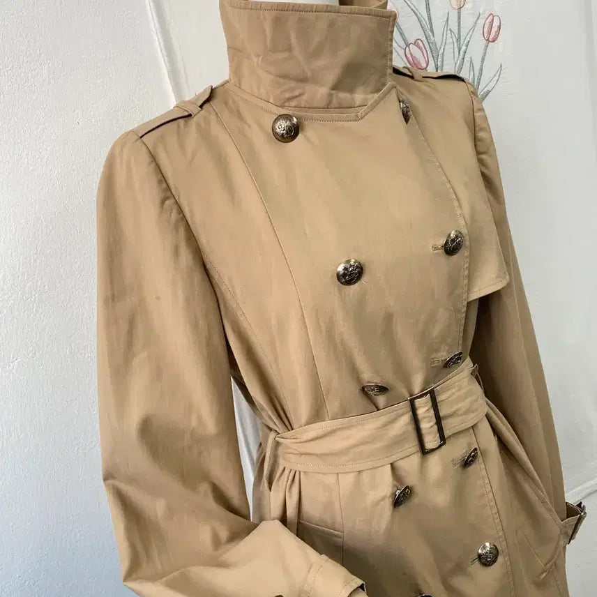 [BUNJANG] Rian Beige Double Button Trench Coat / 오염특가>>리안 베이지색 더블 버튼 트렌치 코트