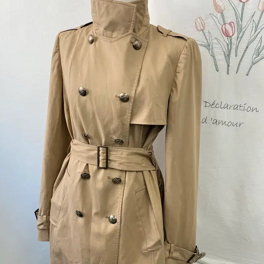[BUNJANG] Rian Beige Double Button Trench Coat / 오염특가>>리안 베이지색 더블 버튼 트렌치 코트
