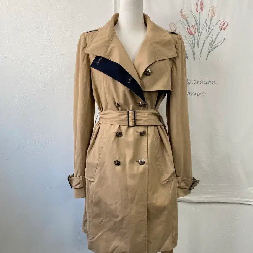 [BUNJANG] Rian Beige Double Button Trench Coat / 오염특가>>리안 베이지색 더블 버튼 트렌치 코트