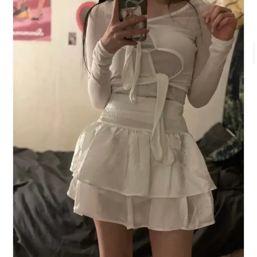 [BUNJANG] Satin Short Ballerina Skirt / 새틴 숏 발레리나 스커트