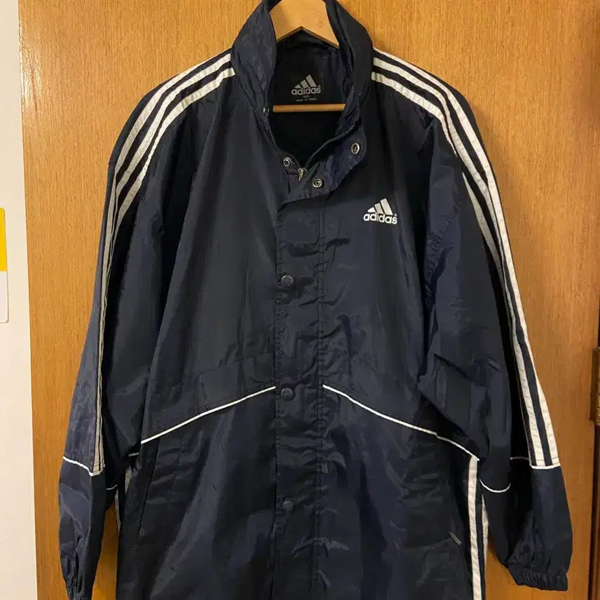[BUNJANG] Adidas Navy Three-Stripe Windbreaker Jacket / 빈티지 아디다스 네이비 삼선 바람막이 자켓