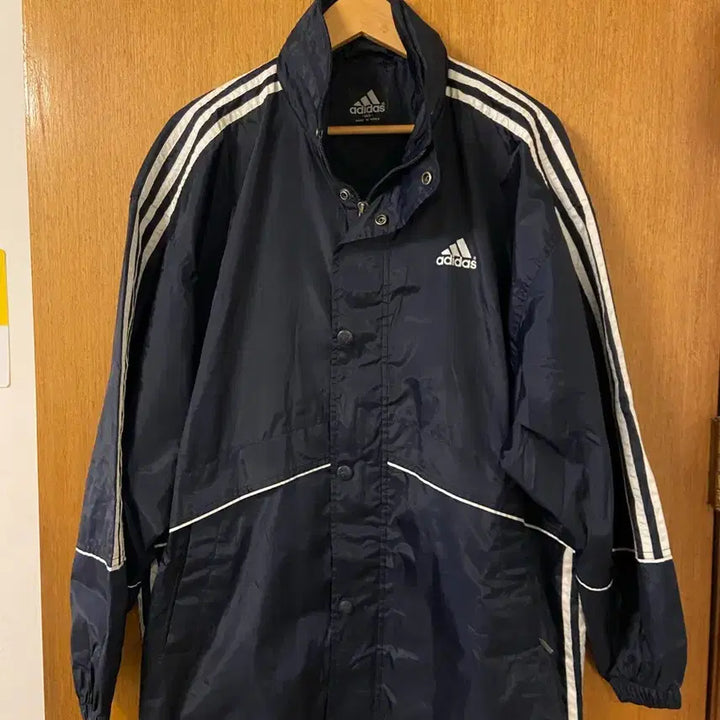 [BUNJANG] Adidas Navy Three-Stripe Windbreaker Jacket / 빈티지 아디다스 네이비 삼선 바람막이 자켓