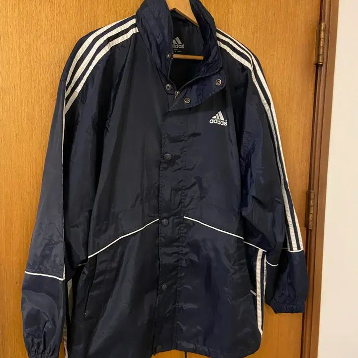 [BUNJANG] Adidas Navy Three-Stripe Windbreaker Jacket / 빈티지 아디다스 네이비 삼선 바람막이 자켓