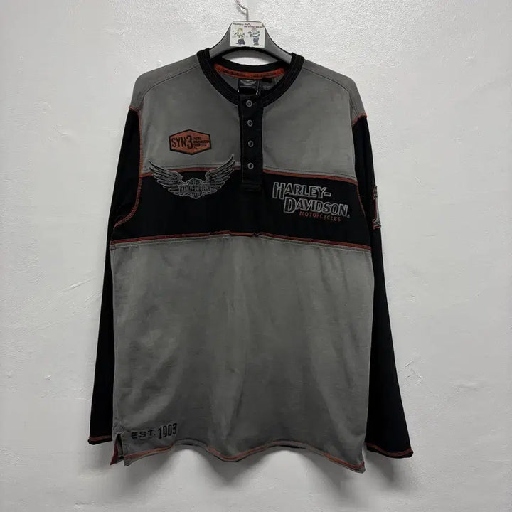 [BUNJANG] Harley-Davidson Henley Neck Shirt / 할리데이비슨 헨리넥 셔츠
