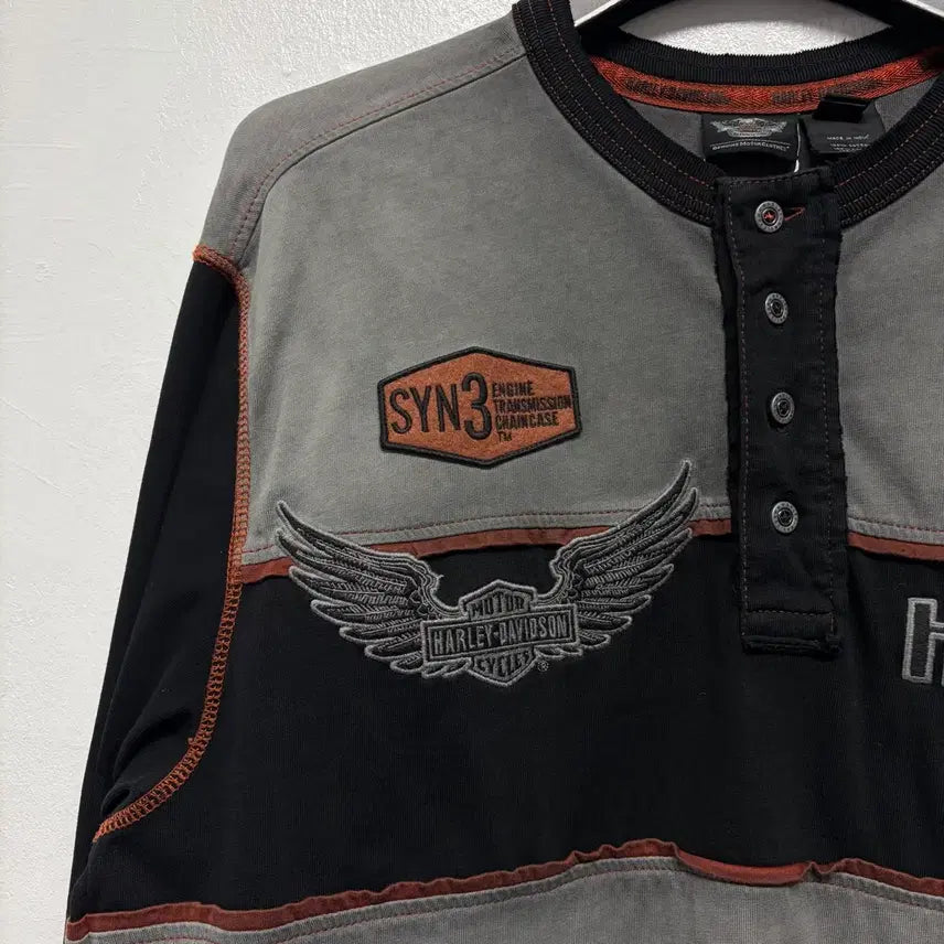 [BUNJANG] Harley-Davidson Henley Neck Shirt / 할리데이비슨 헨리넥 셔츠