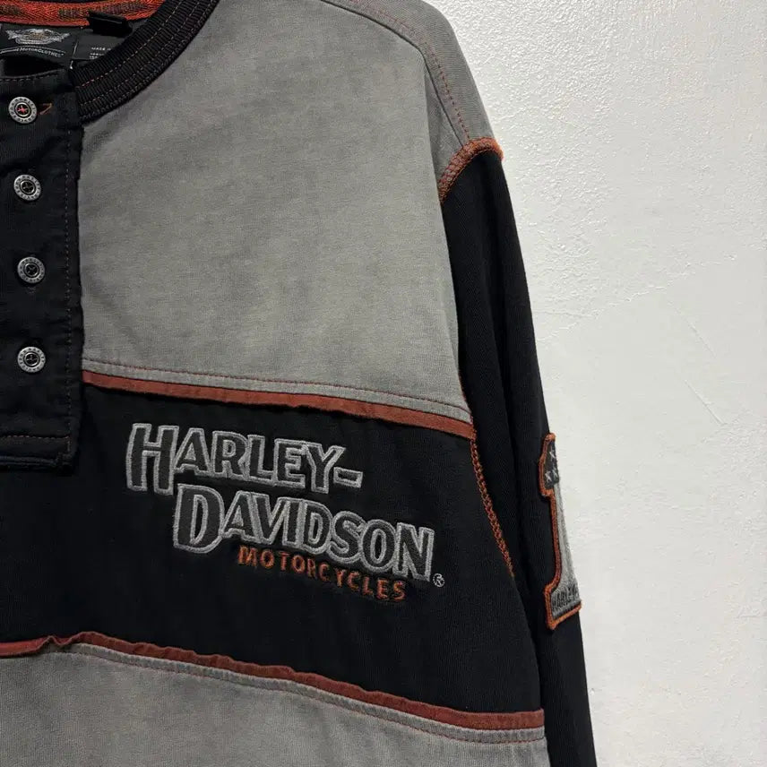 [BUNJANG] Harley-Davidson Henley Neck Shirt / 할리데이비슨 헨리넥 셔츠