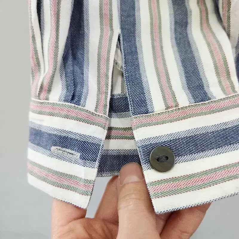 [BUNJANG] Vintage Casual Washed Multi-Stripe Shirt / 빈티지 캐주얼 워싱 멀티스트라이프 셔츠