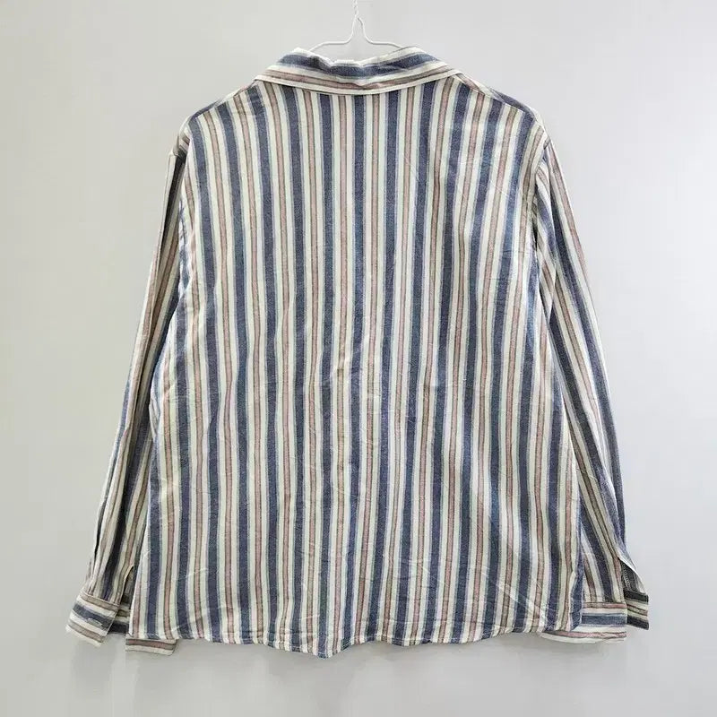 [BUNJANG] Vintage Casual Washed Multi-Stripe Shirt / 빈티지 캐주얼 워싱 멀티스트라이프 셔츠