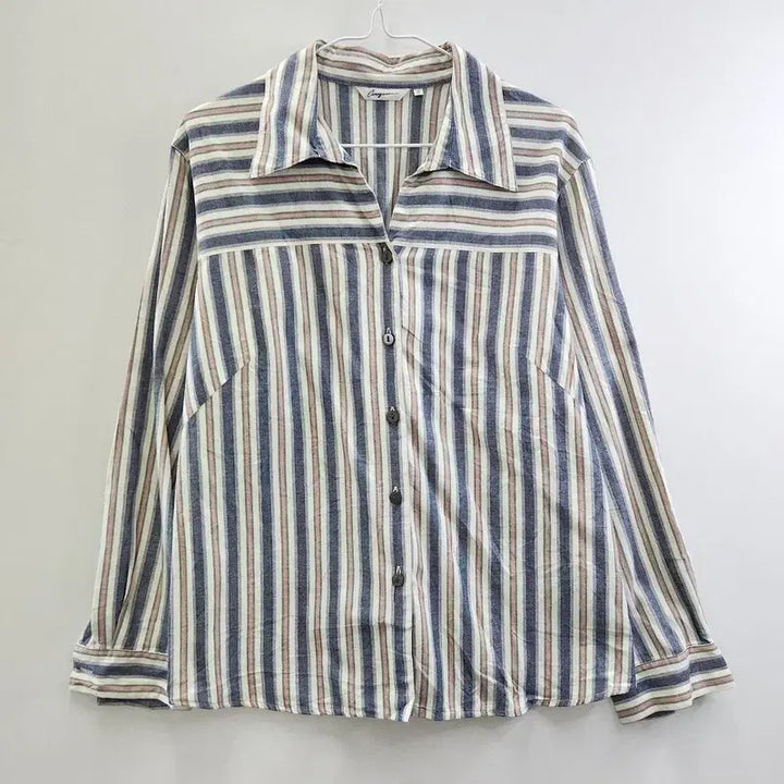 [BUNJANG] Vintage Casual Washed Multi-Stripe Shirt / 빈티지 캐주얼 워싱 멀티스트라이프 셔츠