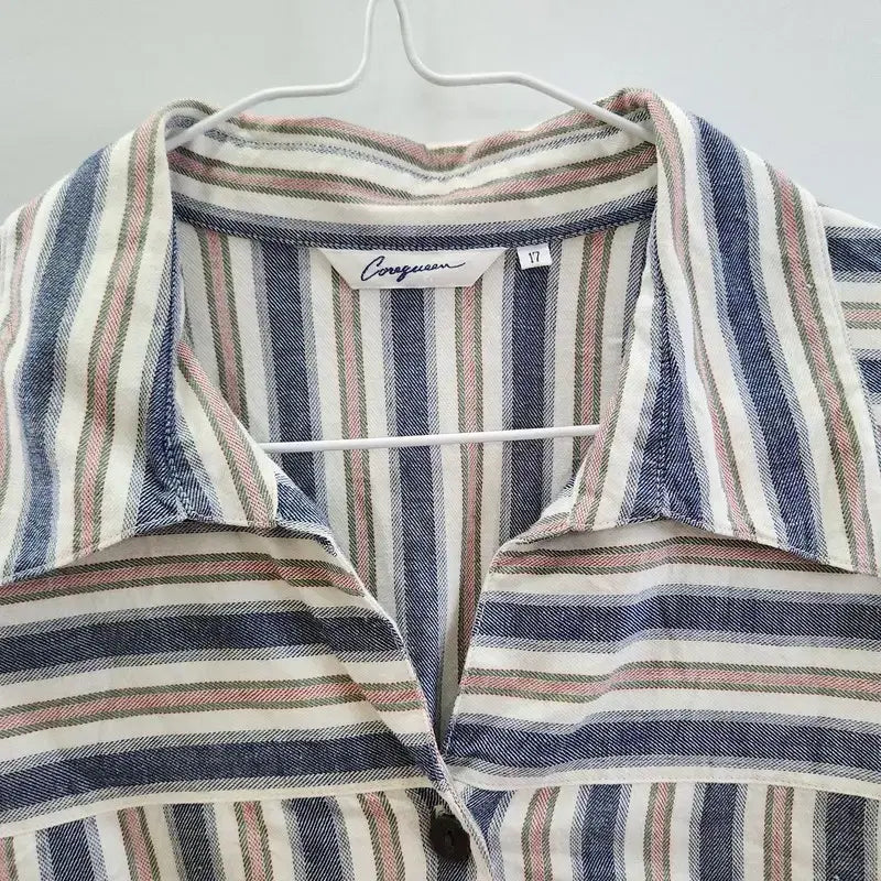 [BUNJANG] Vintage Casual Washed Multi-Stripe Shirt / 빈티지 캐주얼 워싱 멀티스트라이프 셔츠