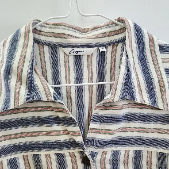[BUNJANG] Vintage Casual Washed Multi-Stripe Shirt / 빈티지 캐주얼 워싱 멀티스트라이프 셔츠