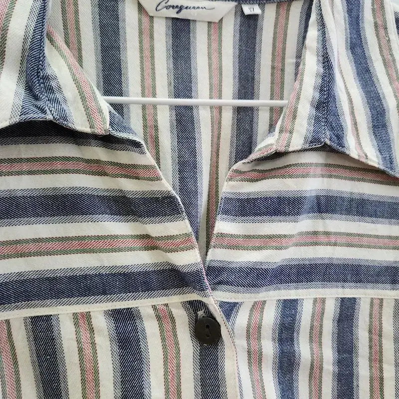 [BUNJANG] Vintage Casual Washed Multi-Stripe Shirt / 빈티지 캐주얼 워싱 멀티스트라이프 셔츠