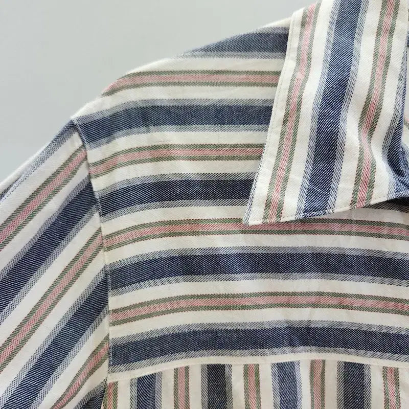 [BUNJANG] Vintage Casual Washed Multi-Stripe Shirt / 빈티지 캐주얼 워싱 멀티스트라이프 셔츠