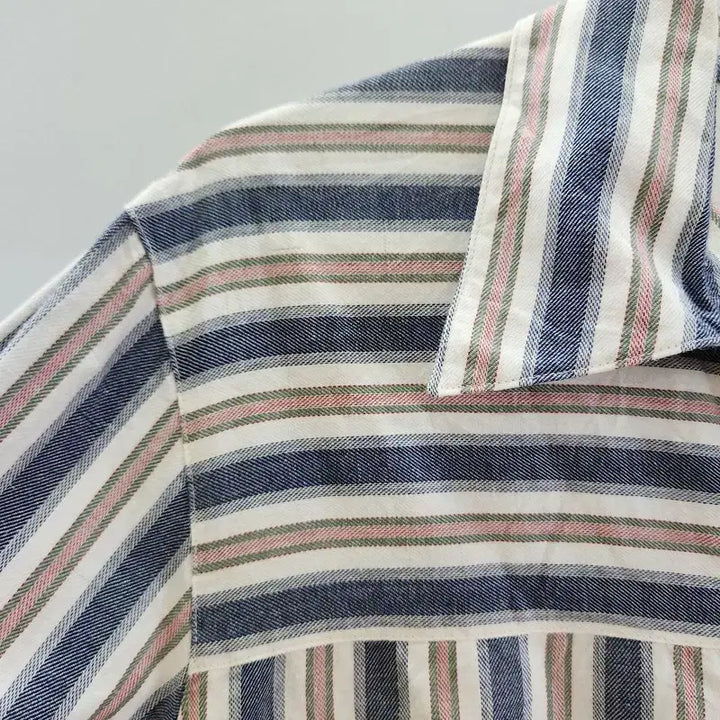 [BUNJANG] Vintage Casual Washed Multi-Stripe Shirt / 빈티지 캐주얼 워싱 멀티스트라이프 셔츠