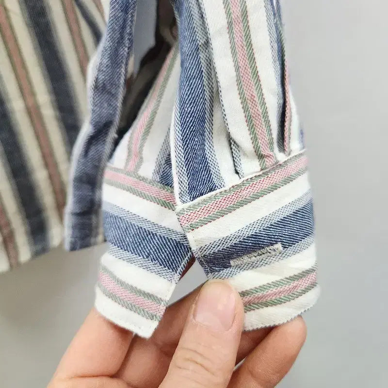 [BUNJANG] Vintage Casual Washed Multi-Stripe Shirt / 빈티지 캐주얼 워싱 멀티스트라이프 셔츠