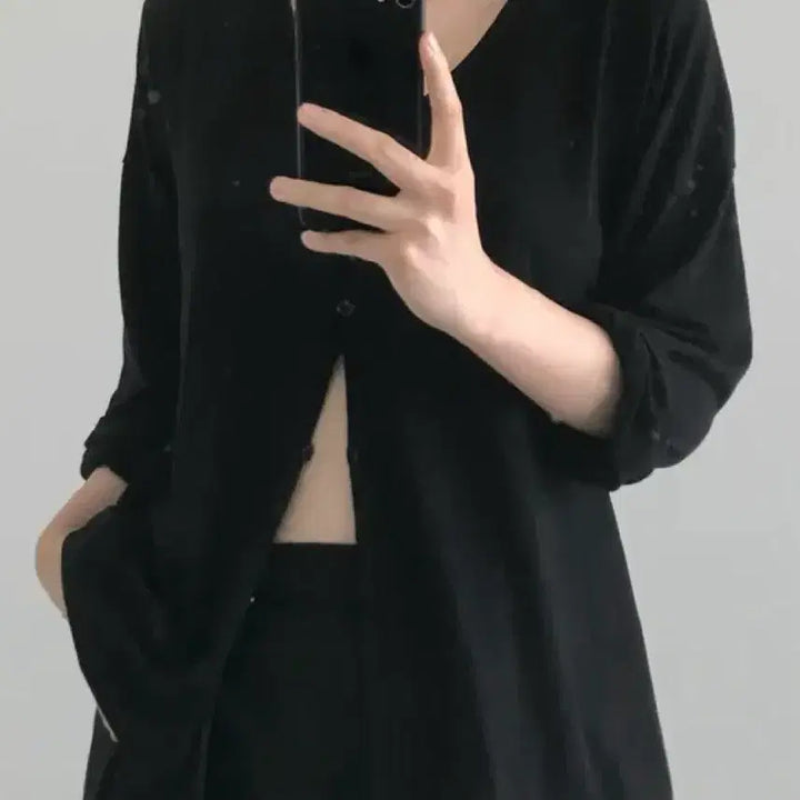 [BUNJANG] Black See-Through Cardigan / 시스루 가디건 블랙