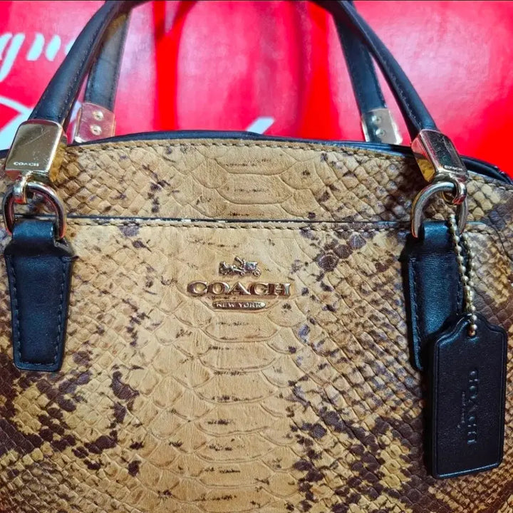 [BUNJANG] COACH Python Minetta Embossed Leather Tote Bag / 코치(COACH) 파이톤 미네타 엠보싱 가죽 토트백