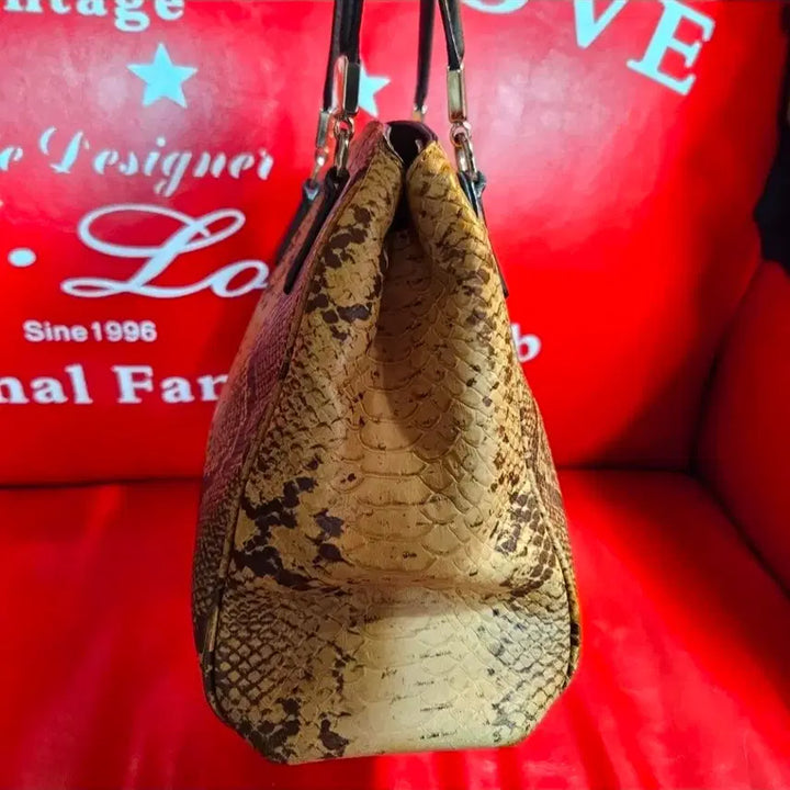 [BUNJANG] COACH Python Minetta Embossed Leather Tote Bag / 코치(COACH) 파이톤 미네타 엠보싱 가죽 토트백