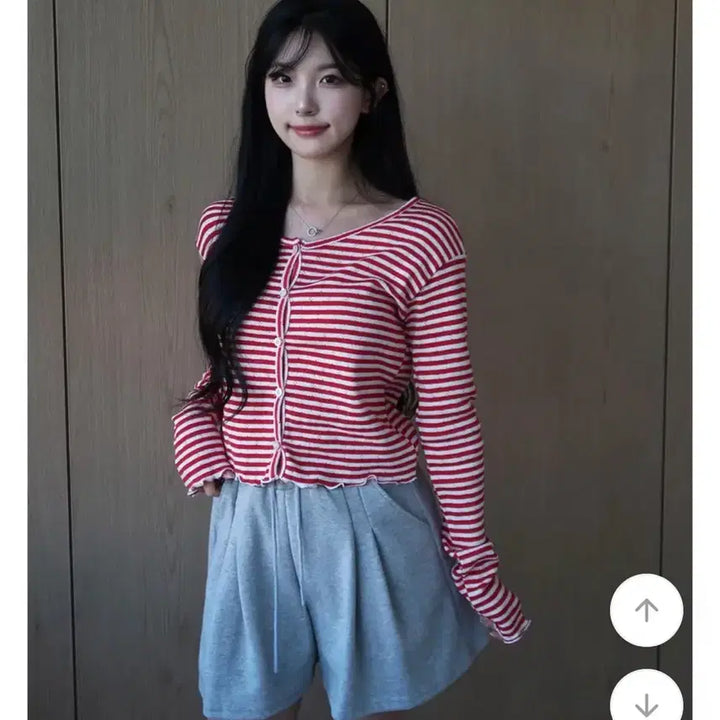 [BUNJANG] Striped Frill Summer Cardigan / 단가라 스트라이프 프릴 여름 가디건