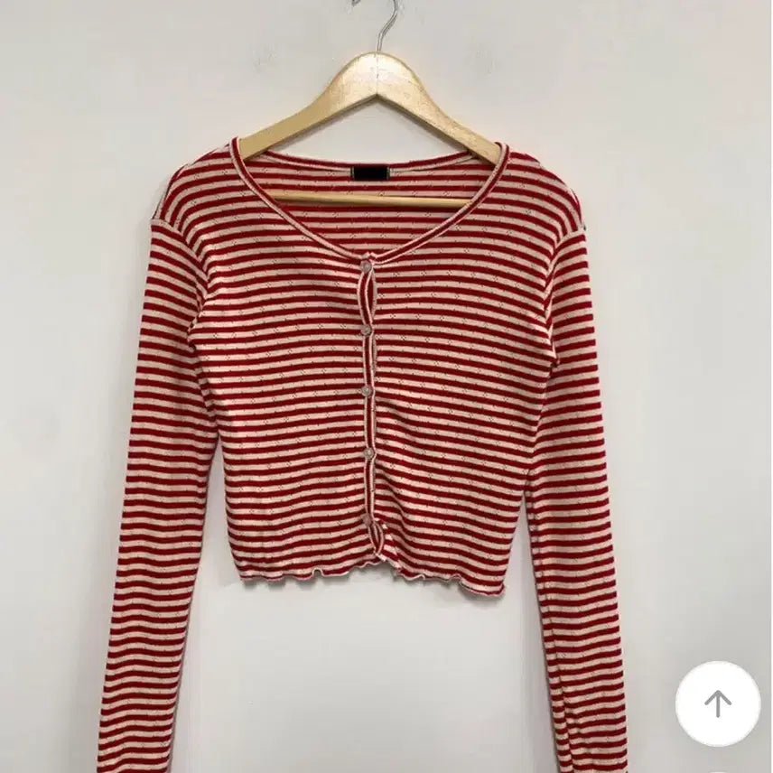 [BUNJANG] Striped Frill Summer Cardigan / 단가라 스트라이프 프릴 여름 가디건