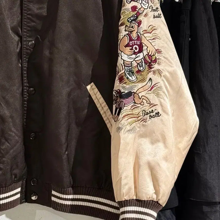 [BUNJANG] Captain Santa Brown Sports Embroidered Sukajan Jacket / 캡틴 산타 브라운 스포츠 자수 스카쟌 자켓