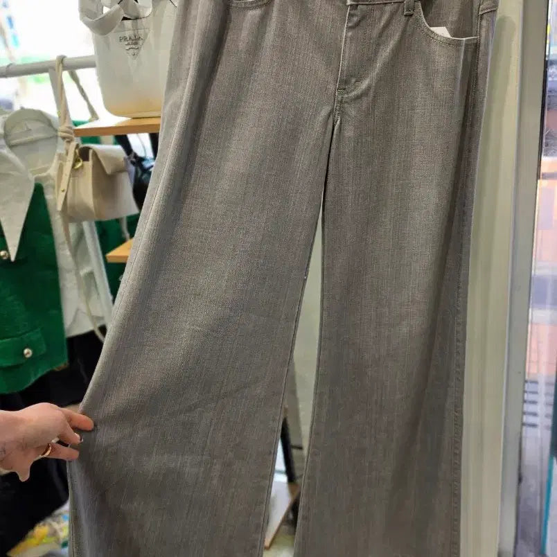 [BUNJANG] SIWY Grey Denim Wide Pants / 씨위 진 그레이 데님 와이드 팬츠