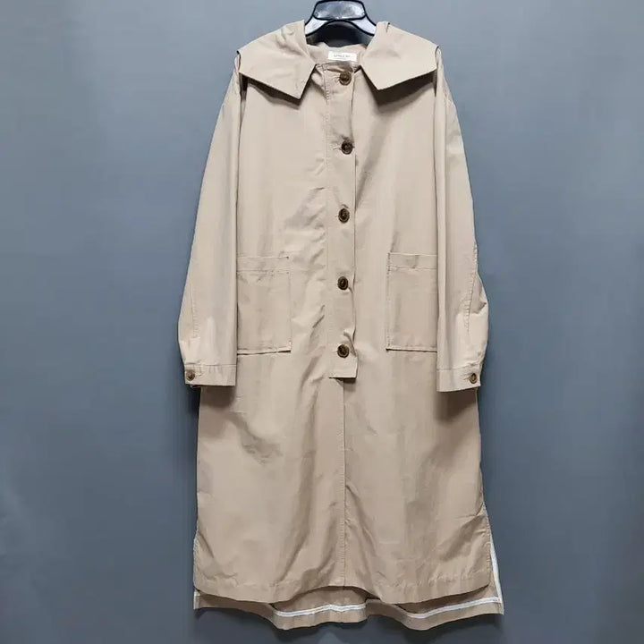 [BUNJANG] Unbranded Hooded Long Trench Coat / 뒷밴딩 후드 면 롱 트렌치코트