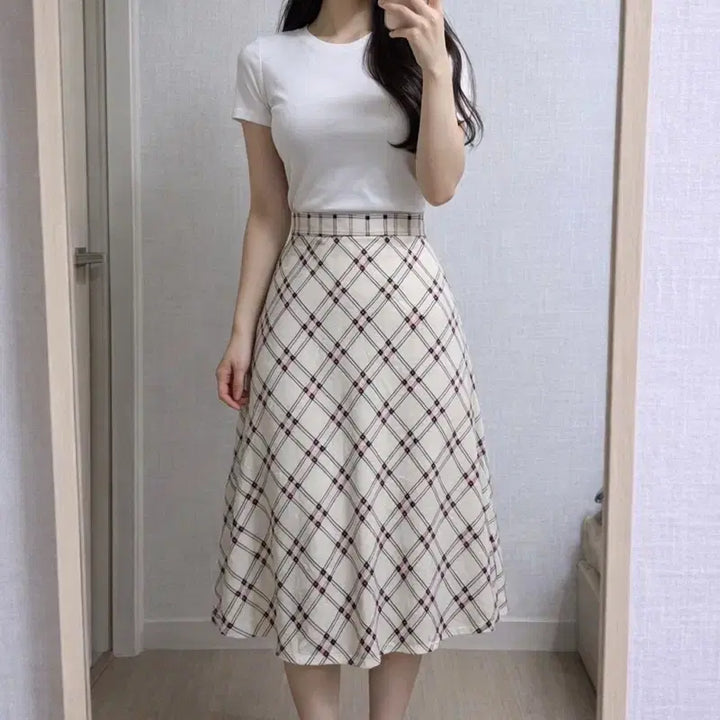 [BUNJANG] CHEPI Checkered Flare Skirt - Classic A-Line Skirt / CHEPI 체크 플레어 스커트/클래식 A라인 스커트/JPN/봄코디