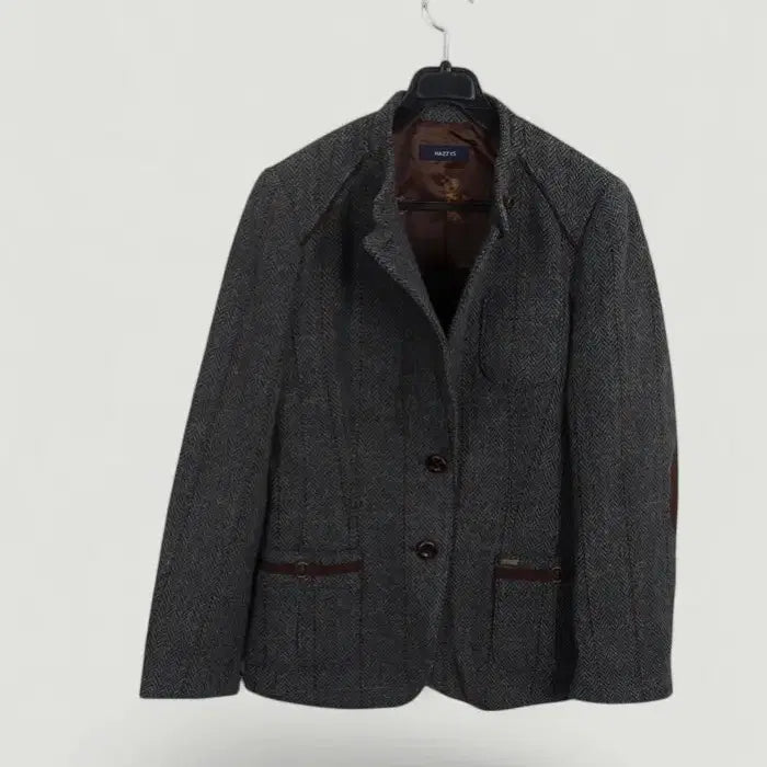 [BUNJANG] Hazzys Herringbone Wool Jacket / 여성85/ 헤지스 차콜 모100 헤링본 모직자켓 32-142