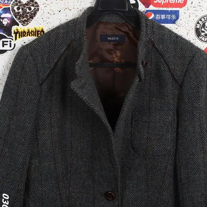 [BUNJANG] Hazzys Herringbone Wool Jacket / 여성85/ 헤지스 차콜 모100 헤링본 모직자켓 32-142