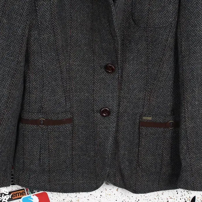 [BUNJANG] Hazzys Herringbone Wool Jacket / 여성85/ 헤지스 차콜 모100 헤링본 모직자켓 32-142