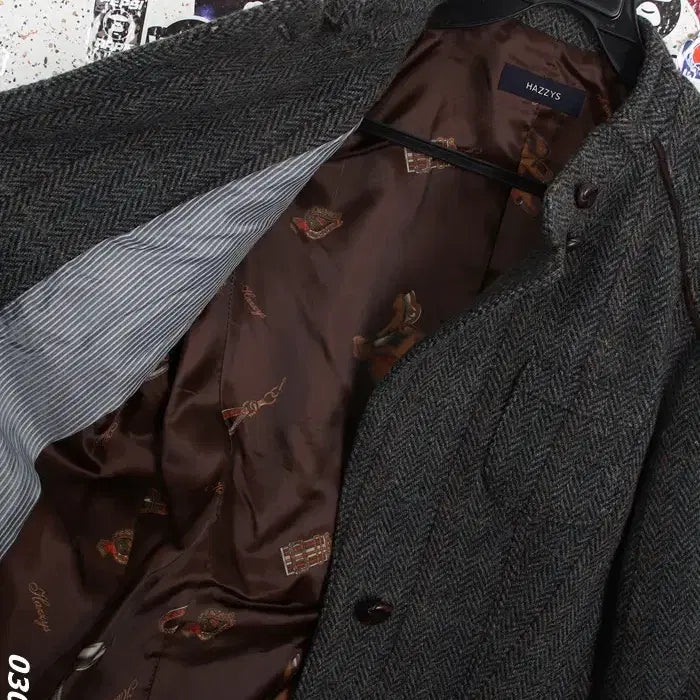 [BUNJANG] Hazzys Herringbone Wool Jacket / 여성85/ 헤지스 차콜 모100 헤링본 모직자켓 32-142