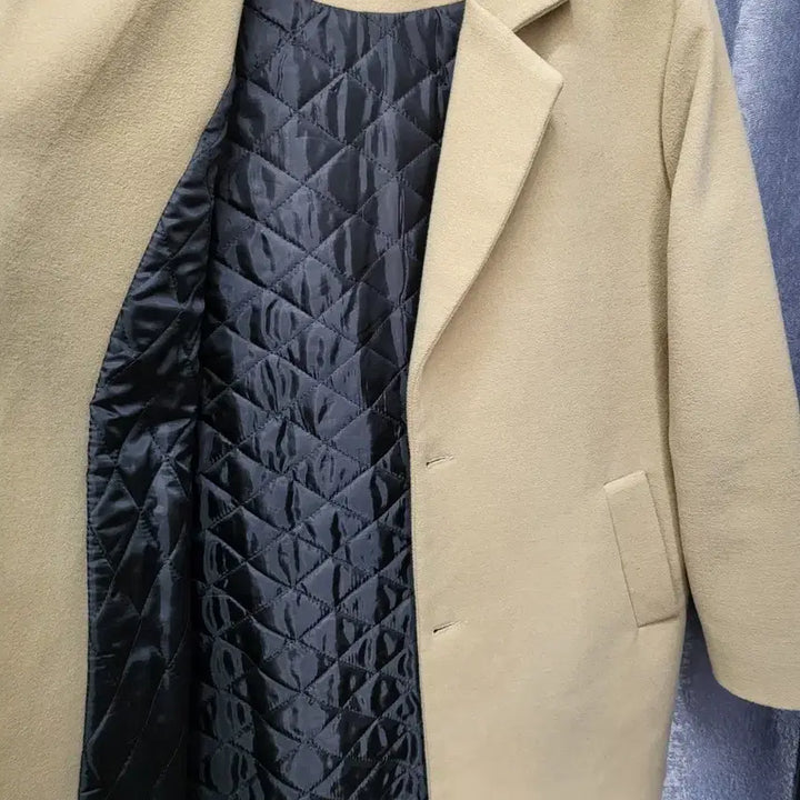[BUNJANG] RAYGUN Beige Quilted Semi-Overfit Coat / 레이건(RAYGUN) 세미 오버핏 누빔 코트 - 베이지