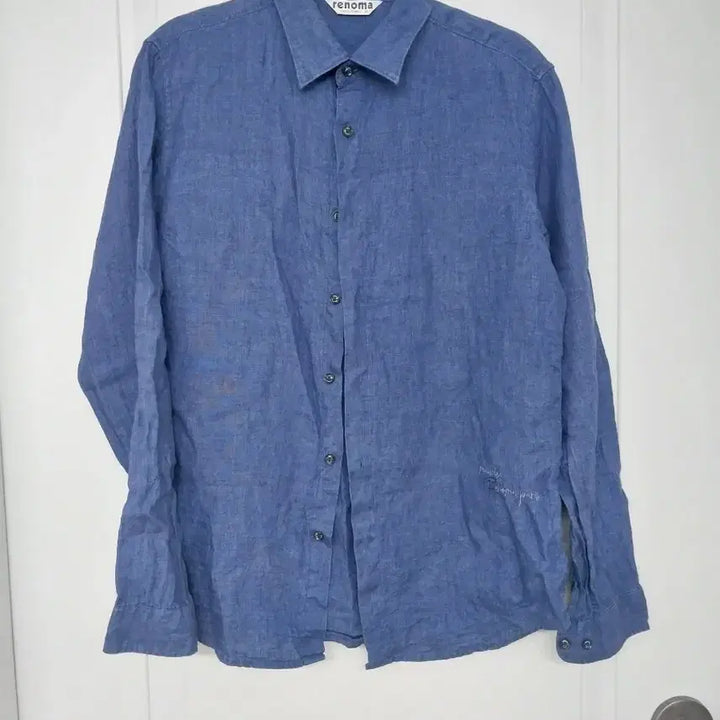 [BUNJANG] Renoma Linen Long Sleeve Shirt / 레노마 린넨 긴팔 셔츠 블루