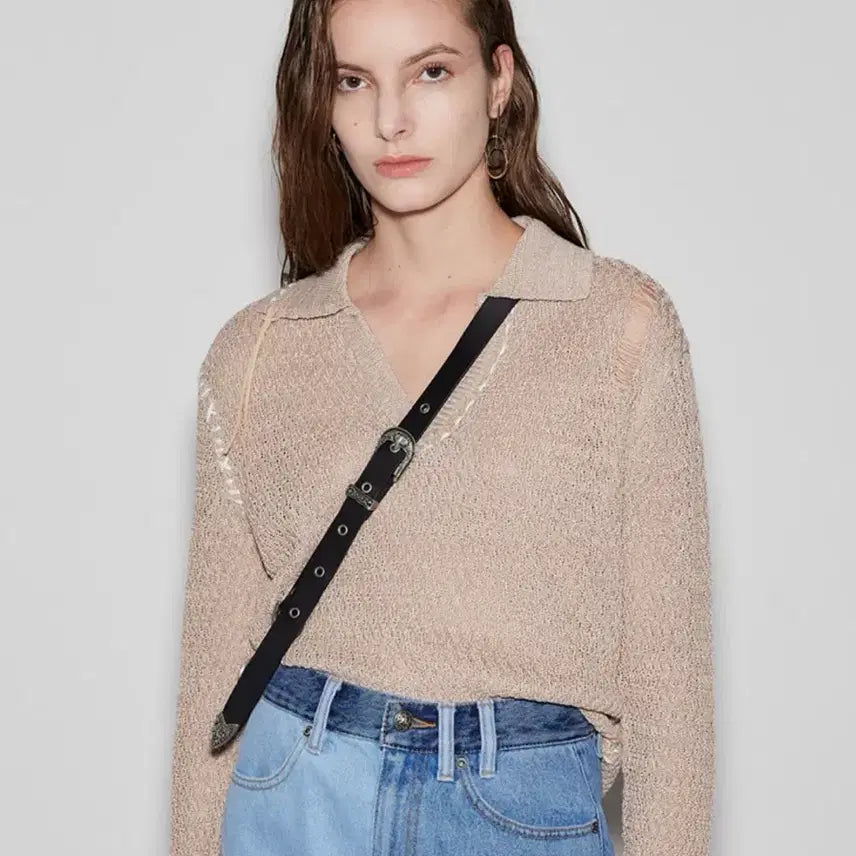 [BUNJANG] Andersson Bell Erica Linen Knit Top / 앤더슨벨 에리카 데미지 린넨 니트