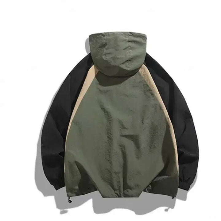 [BUNJANG] Embroidered Logo Oversized Raglan Hoodie Windbreaker Jacket / 자수로고 오버핏 나그랑 후디 바람막이 점퍼
