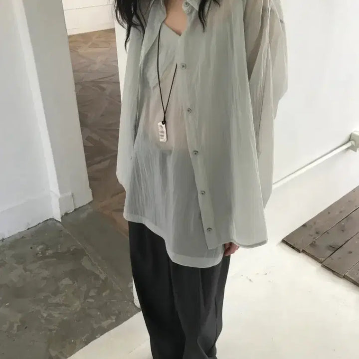 [BUNJANG] Urban This Layered Sleeveless Top Gray / 어반더스 시스루 레이어드 나시 그레이