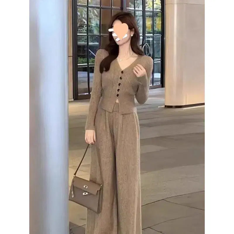 [BUNJANG] Knit Two-Piece Set Brown / [SALE/바로발송] 니트 투피스 세트 셋업 브라운