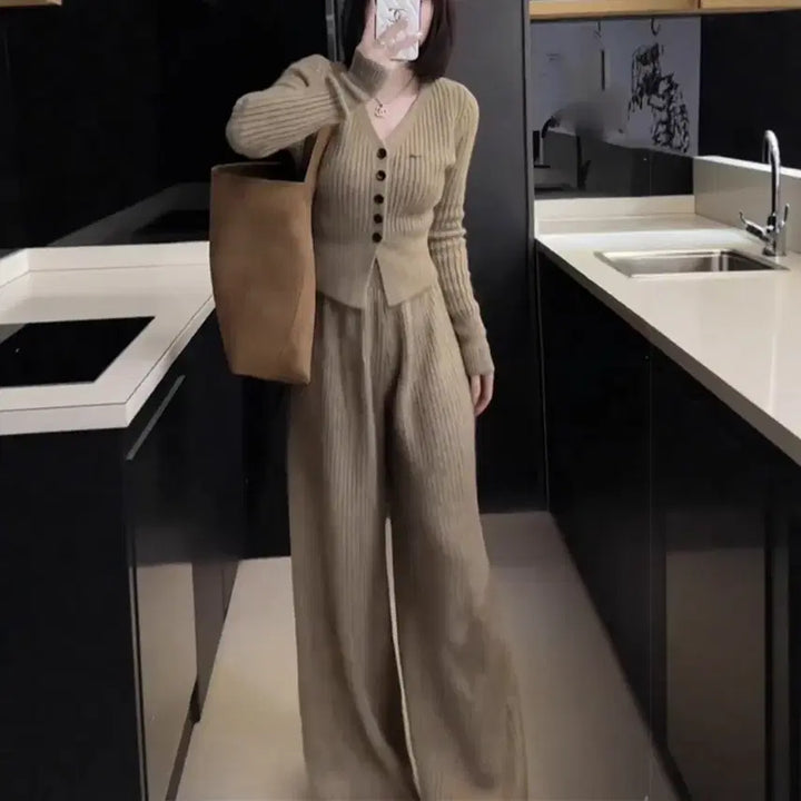 [BUNJANG] Knit Two-Piece Set Brown / [SALE/바로발송] 니트 투피스 세트 셋업 브라운