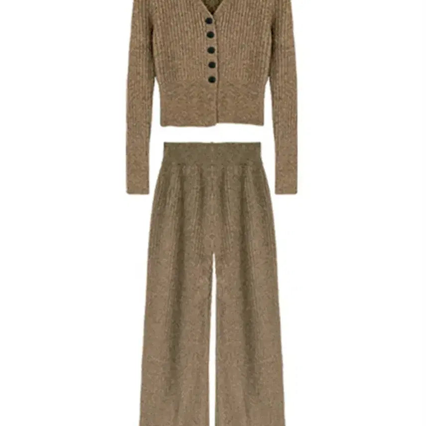 [BUNJANG] Knit Two-Piece Set Brown / [SALE/바로발송] 니트 투피스 세트 셋업 브라운