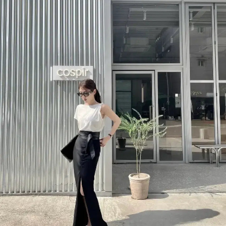 [BUNJANG] Luh A17H Black Shirring Long Skirt Set / 루흐 a17h 블랙 셔링 롱 스커트 S + 가죽벨트 세트