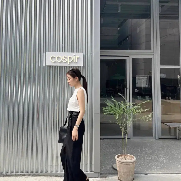 [BUNJANG] Luh A17H Black Shirring Long Skirt Set / 루흐 a17h 블랙 셔링 롱 스커트 S + 가죽벨트 세트