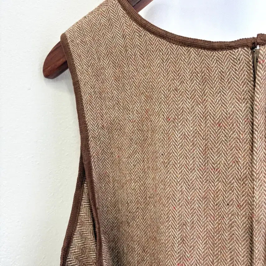 [BUNJANG] JPN Brown Herringbone Vocasi Classic Dress / 브라운 헤링본 보카시 클래식 원피스  JPN