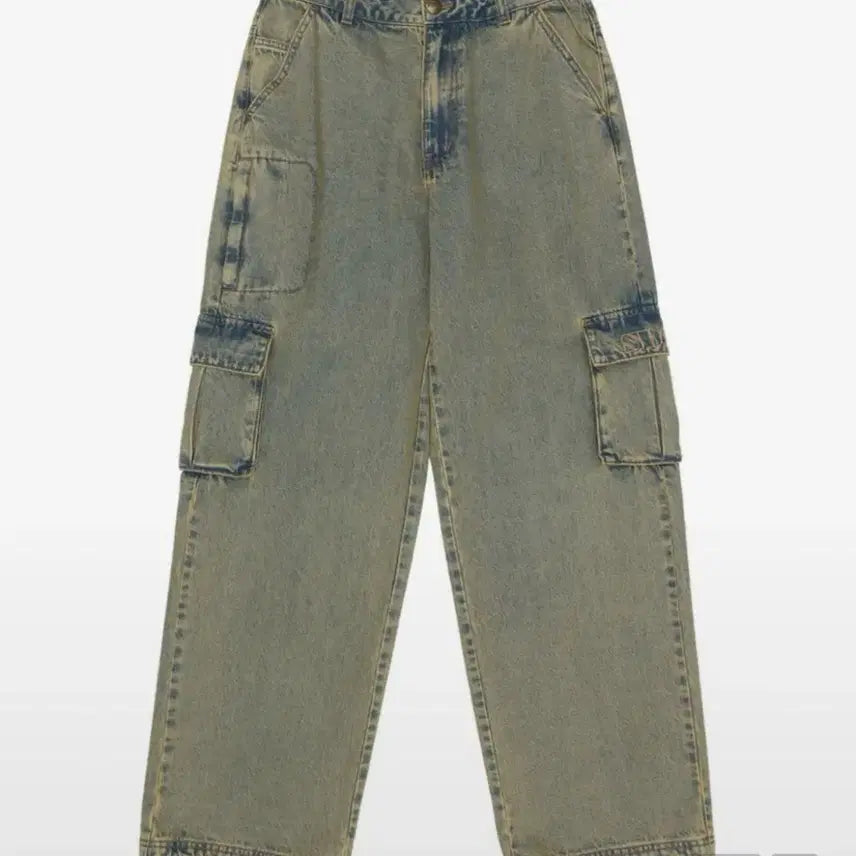[BUNJANG] Sculptor Washed Denim Cargo Wide Pants XS / 스컬프터 워싱 데님 카고 와이드 팬츠 xs
