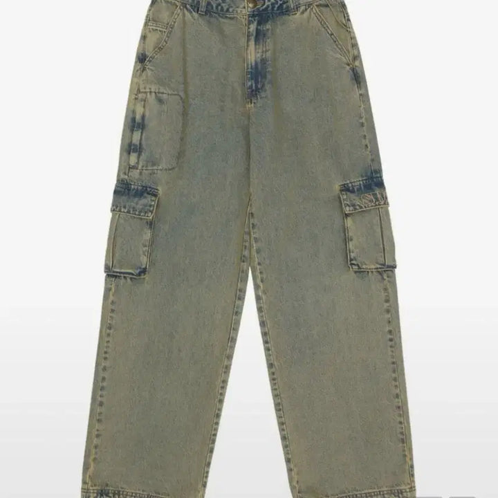 [BUNJANG] Sculptor Washed Denim Cargo Wide Pants XS / 스컬프터 워싱 데님 카고 와이드 팬츠 xs