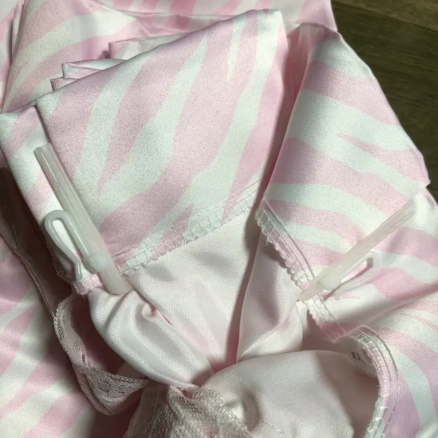 [BUNJANG] Zebra Lace Curtain 200x230cm / 핑크 지브라 레이스 커튼 200x230cm