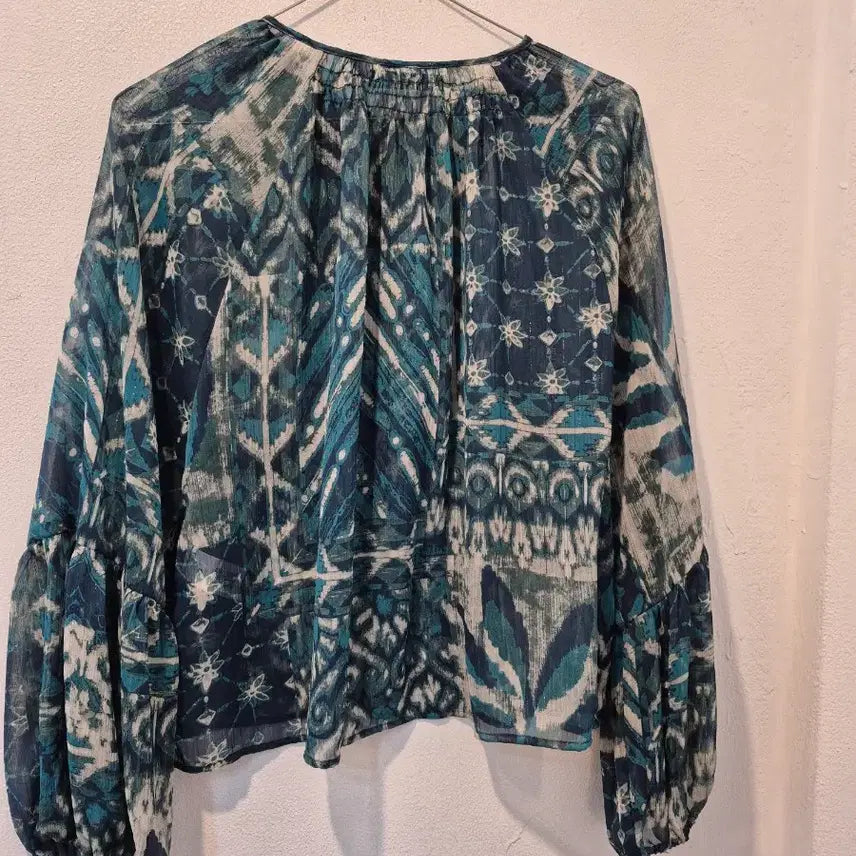 [BUNJANG] ZARA Pattern Blouse Shirt / 자라 패턴 블라우스 셔츠 그린/블루