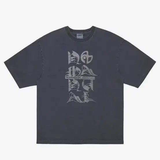 [BUNJANG] NoManual Black Letter Charcoal T-Shirt / 노매뉴얼 BLACK LETTER T-SHIRT - CHARCOAL