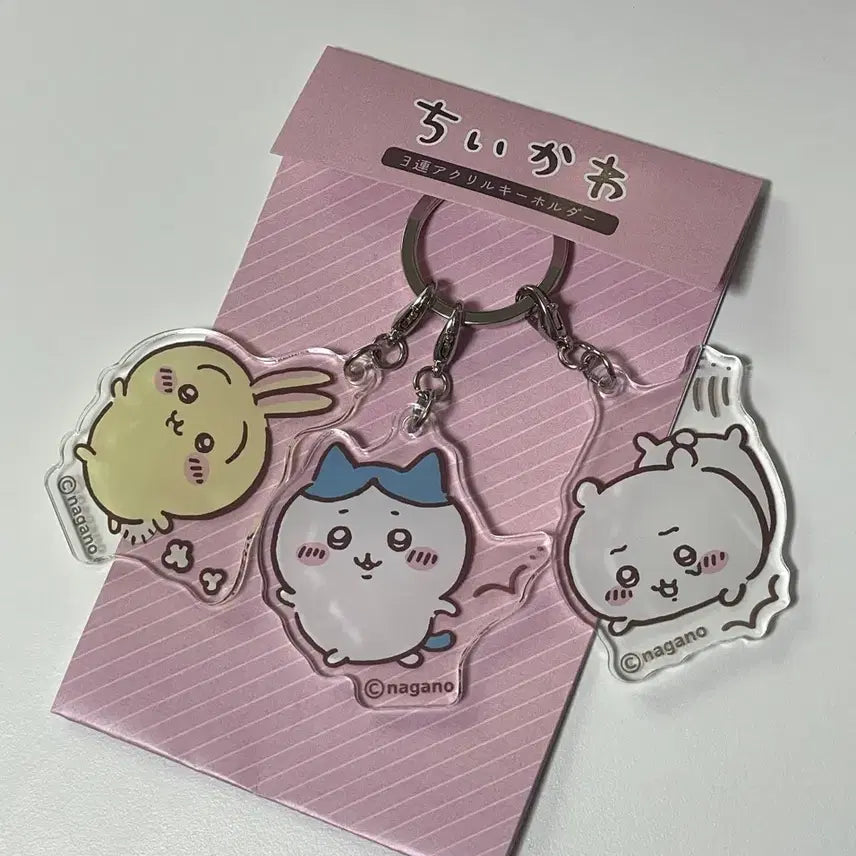 [BUNJANG] Nagano Monjakgwi Chiikawa Acrylic Keyring Three Charms / 나가노 먼작귀 치이카와 아크릴 키링 쓰리참